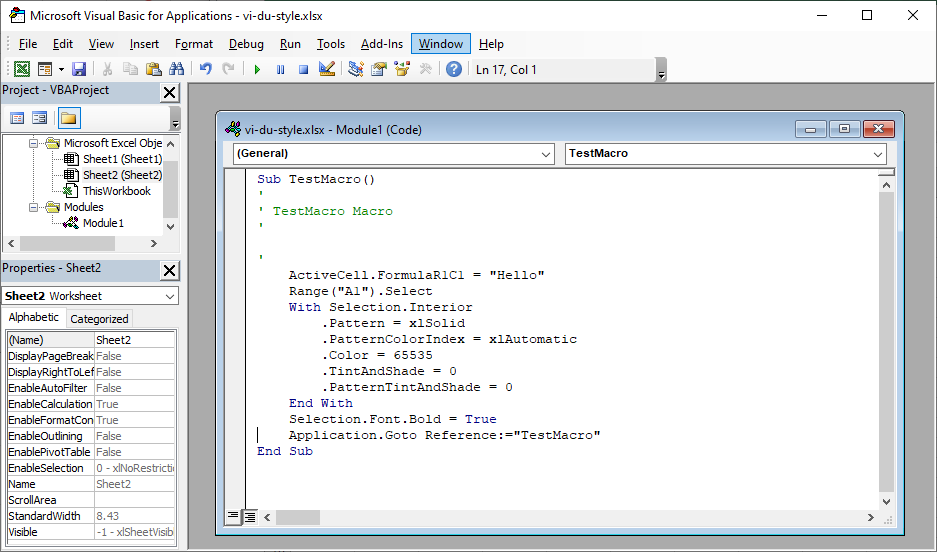 Sử dụng macro trong Excel