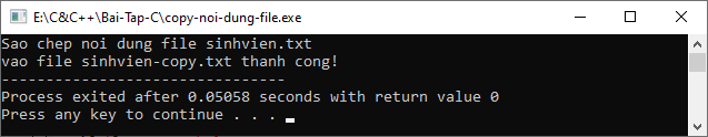 Sao chép nội dung file trong C