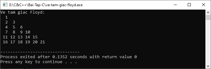 Bài tập C - Vẽ tam giác Floyd trong C