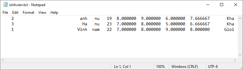 Bài tập quản lý sinh viên trong C/C++