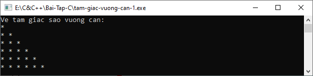 Bài tập C++ - Vẽ tam giác vuông cân trong C++
