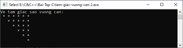 Bài tập C++ - Vẽ tam giác vuông cân trong C++