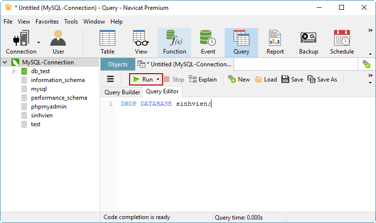 Xóa Database trong MySQL