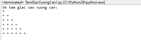 Bài tập Python - Vẽ tam giác vuông cân trong Python