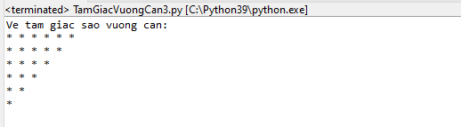 Bài tập Python - Vẽ tam giác vuông cân trong Python